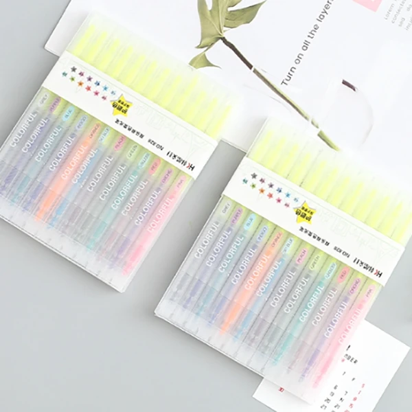 12 шт./лот, двойная головка, Mildliner, маркеры, пастельные маркеры, акварельные Флуоресцентные Ручки, рисование, Dou