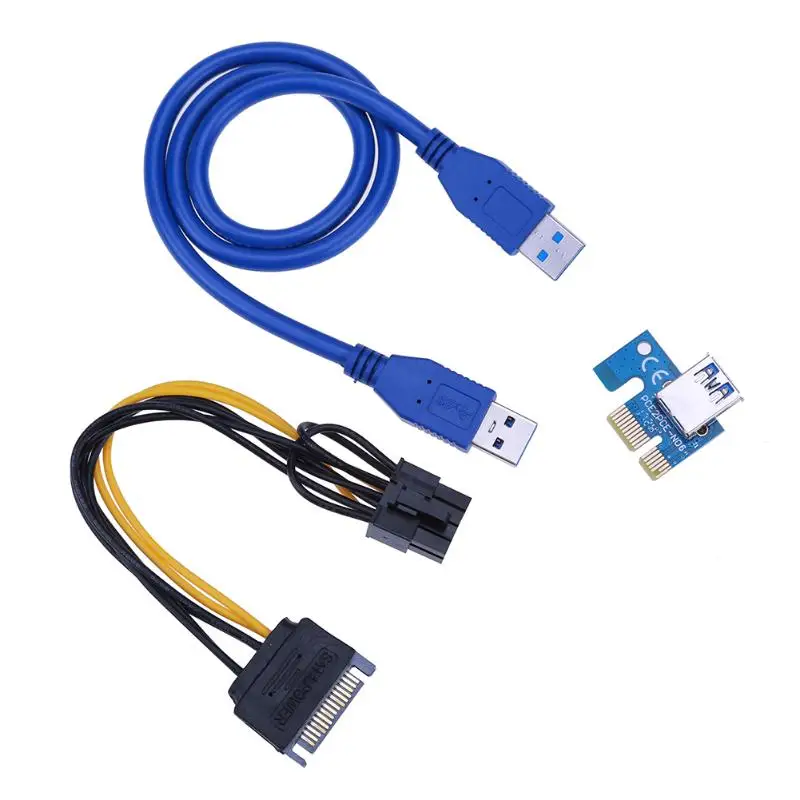 PCI E 1x к 16x Шахтерская машина расширитель переходника адаптер карты 60 см sata 8pin