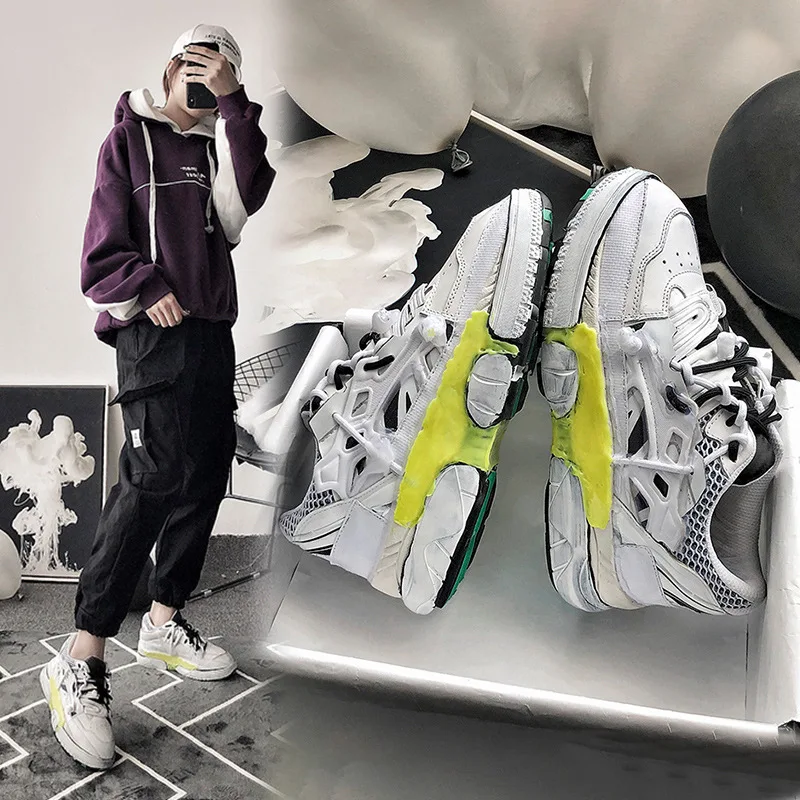 Белые туфли в стиле ретро; женские кроссовки на массивной платформе; zapatos de mujer; сезон весна; Snivel chaussures femme; Женская обувь в стиле пэчворк
