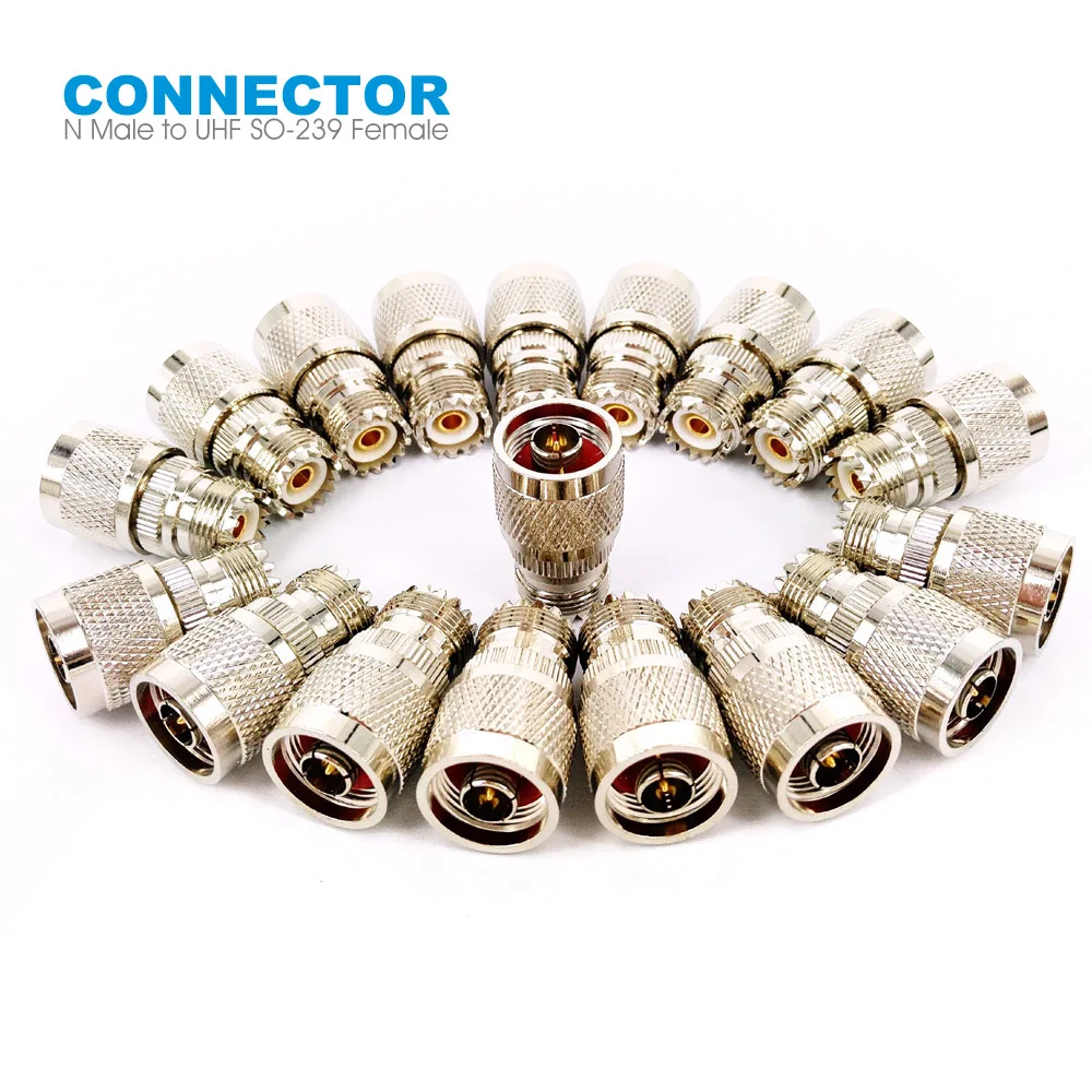 50 Pieces N Male to UHF Female SO-239 RF Coaxial Connector Adapter Jack for Antenna