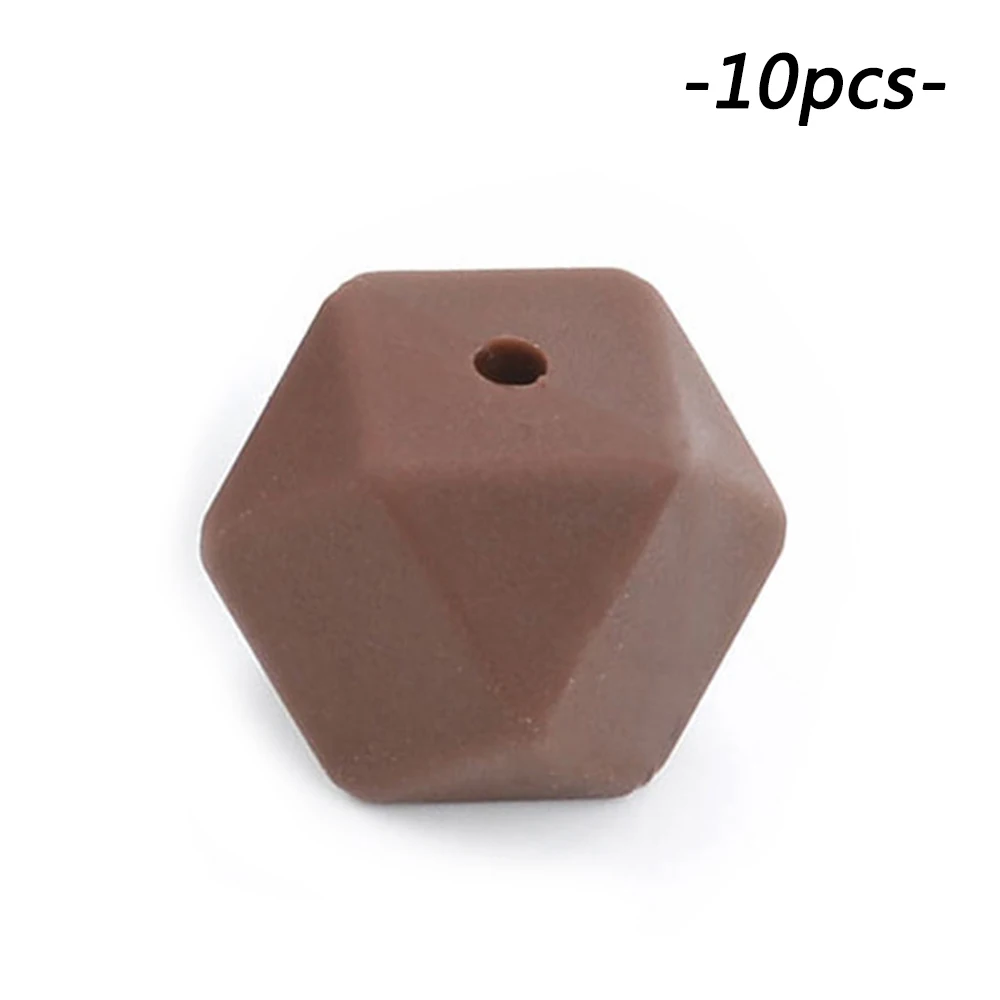 chocolate LOFCA 10 шт. мини шестигранные силиконовые бусины 14 мм Прорезыватель для зубов Детские Прорезыватели Детские Силиконовые игрушки для изготовления ожерелья без бисфенола - Цвет: chocolate