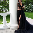 Великолепная черная длинная юбка из тюля для невесты 2021, сексуальная эластичная трапециевидная юбка с высоким разрезом сзади 5 футов, женские юбки