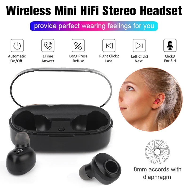 Беспроводные наушники Yinew со светодиодным дисплеем TWS Bluetooth спортивные с