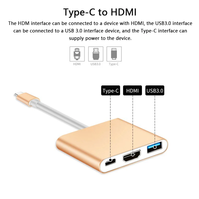 Адаптер HDMI Type C 1080P для мини док станции с поддержкой разрешения HD MacBook Xiaomi
