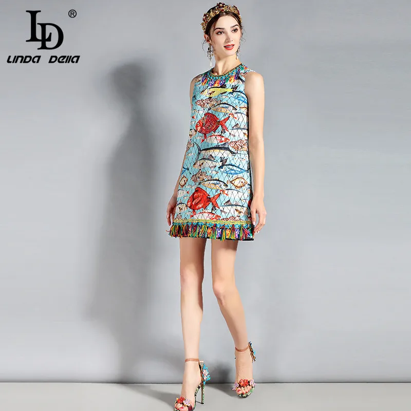 LD LINDA DELLA новый мода 2018 г. взлетно посадочной полосы летнее платье женская без