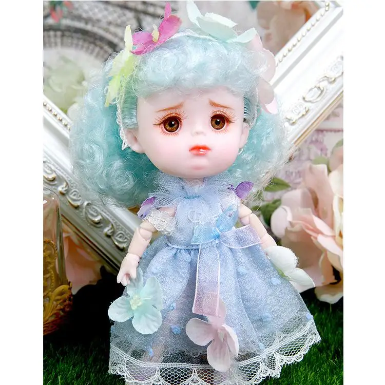 12 см мини детские BJD куклы Девушка Прекрасный подвижные суставы 3D глаза кукла принцесса - Цвет: D OPP Bag Packing