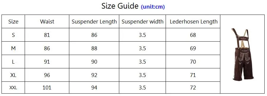 

Size S-2XL Men's Lederhosen Oktoberfest Costumes Traditional German Bavarian Beer Male Cosplay Party Clothes