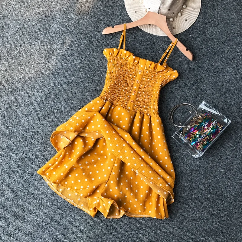 Летние женские повседневные Костюмы пляжного стиля в горошек летние