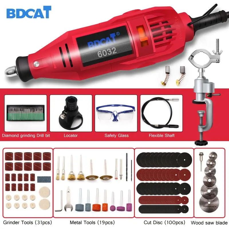 BDCAT 180 Вт 220 В/110 в электрический Dremel гравировальный Мини дрель роторная полировальная машинка инструмент с 187 шт. Dremel держатель электроинструменты