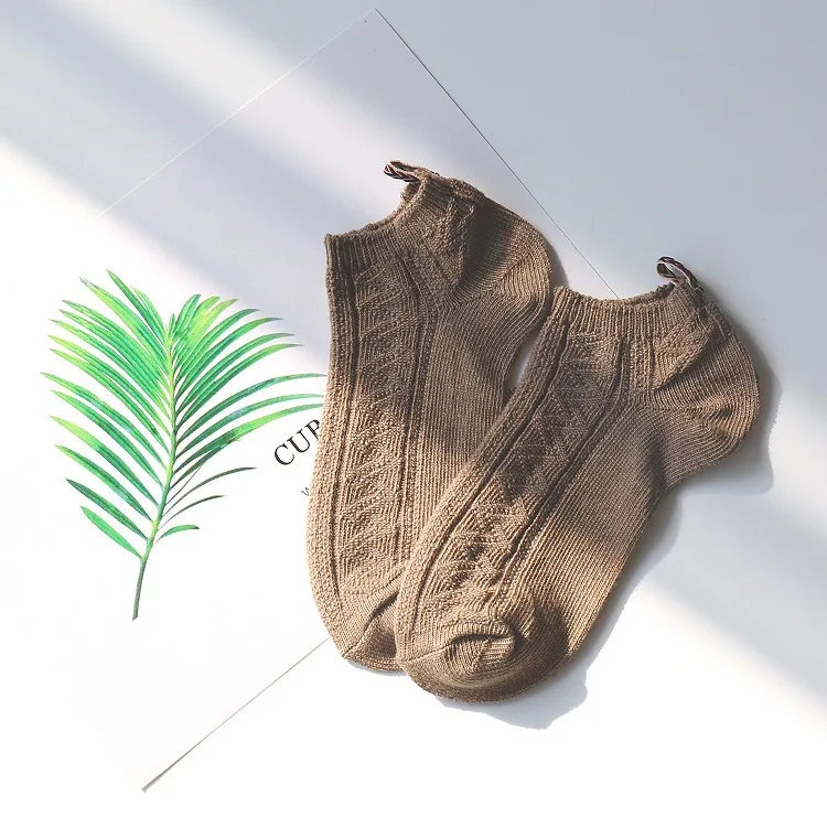 Coffee PEONFLY/женские хлопковые невидимые носки-лодочки, однотонные носки для влюбленных, забавные Тапочки - Цвет: Coffee