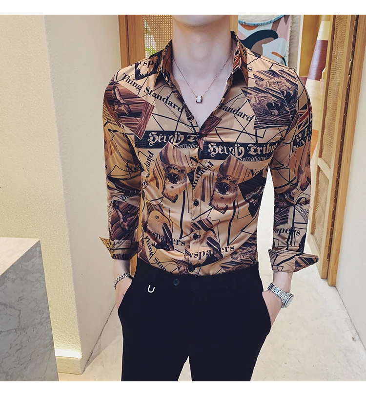 Camiseta de hombre высококачественные мужские рубашки с длинным рукавом с цифровым принтом, рубашки для детей, приталенная Уличная Повседневная блуза Homme