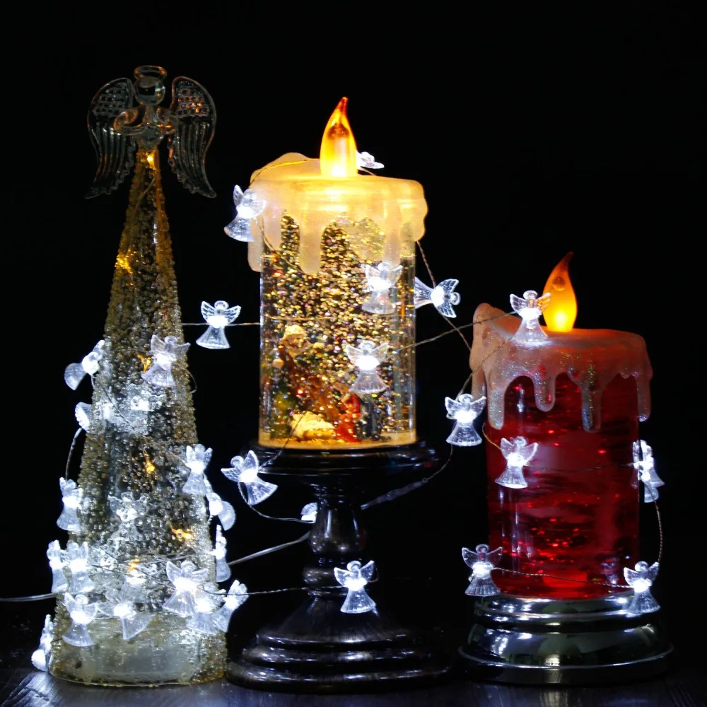 Рождество Ангел светодиодный Фея огни строки 10 футов Медный провод диммер