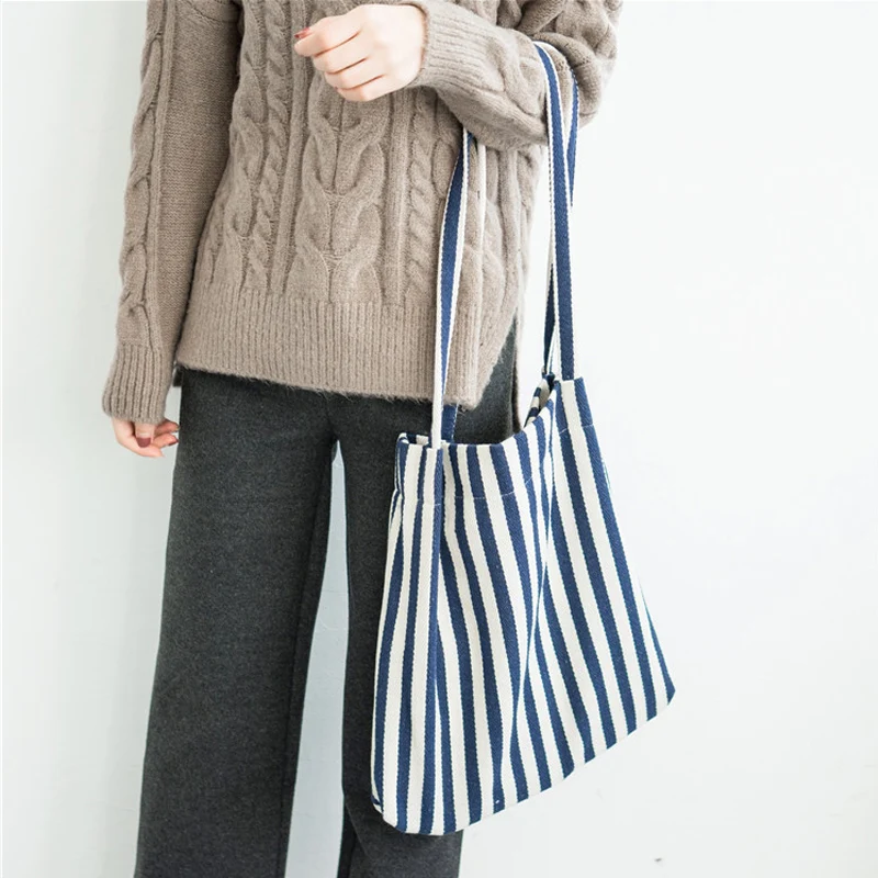 Женская Холщовая Сумка для шоппинга винтажная женская сумка через плечо в синюю