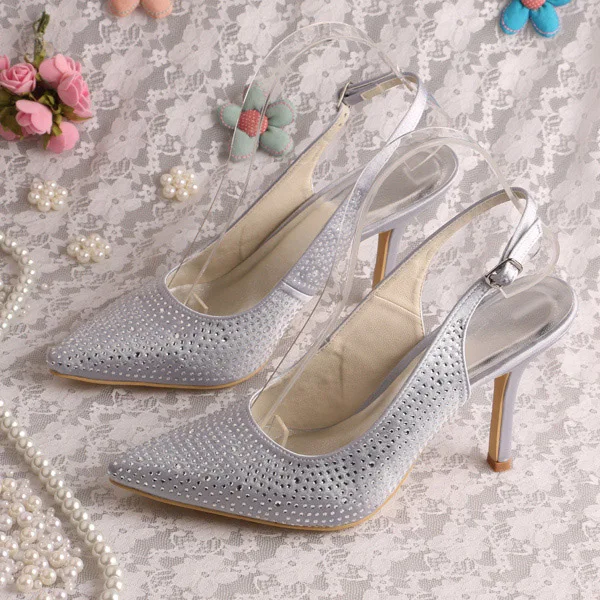 Женские свадебные туфли Wedopus со стразами с острым носком темно-синие вечерние