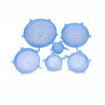 blue 6 шт силиконовые колпачки для Еда Универсальный Мягкая силиконовая крышка и Чаша Обложки сохраняя Еда свежий горшок бл - Цвет: blue