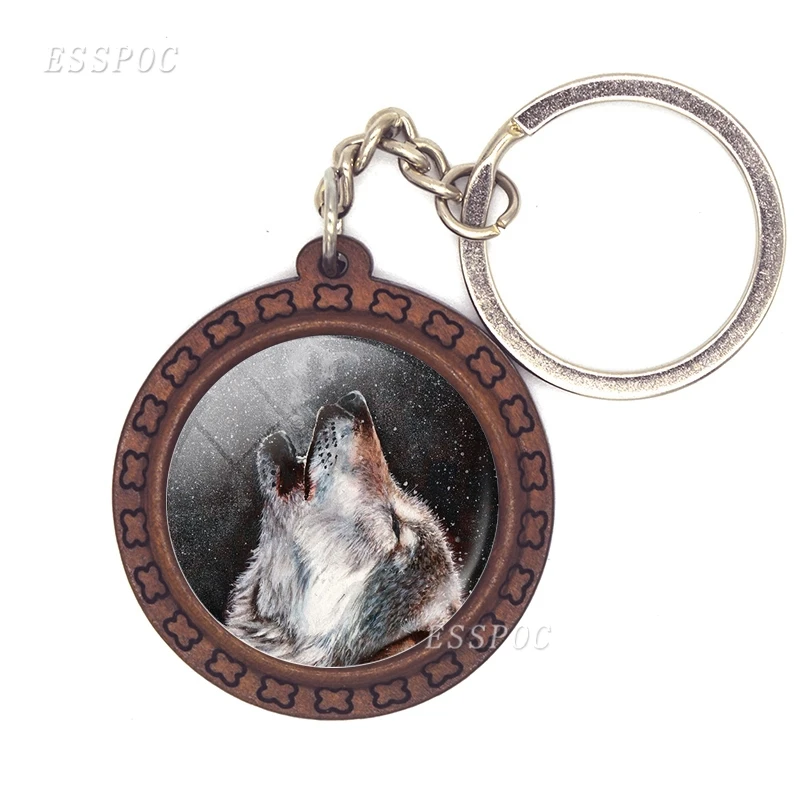 Деревянный брелок для ключей Wolf украшение в виде волка подвесная сумка