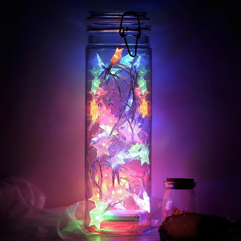 Светодиодная гирлянда с пятиконечными звездами на батарейках 2 м/3 м/5 м/10 м/20 м для