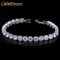 cwwzircons 2022 latest design white gold color aaa round 0 5 carat cubic zirconia tennis bracelet jewelry for woman cb058