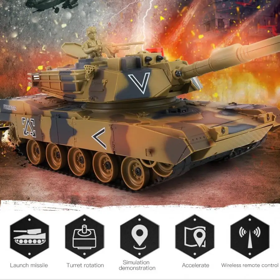 1:24 пластик rc Танк Игрушка дистанционное управление Детская Игрушка имитация военная модель игрушки для детей