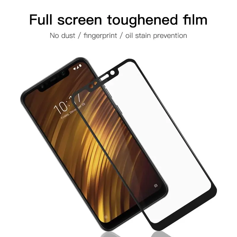 Защитная пленка для экрана 9H Tempered Glass для Xiaomi Mi 8, 6, 5S Max, Pocophone F1, полное покрытие, 2.5D, Redmi Note 5, 5A, 3, Y1 Lite.