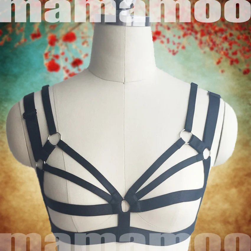 New Handmade harness cage Harajuku Gothic body black bondage bra fantasias sexy erotic | Женская одежда