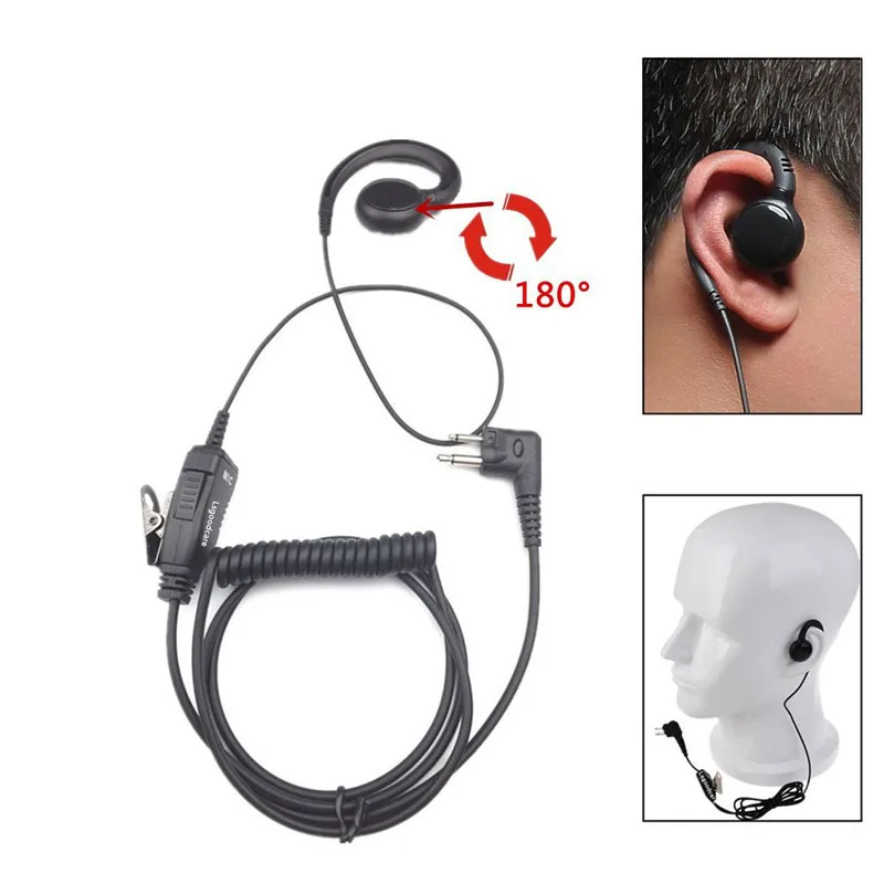 2 Pin 180 градусов поворотный наушники крючок Bluetooth гарнитура PTT Mic Динамик для Motorola