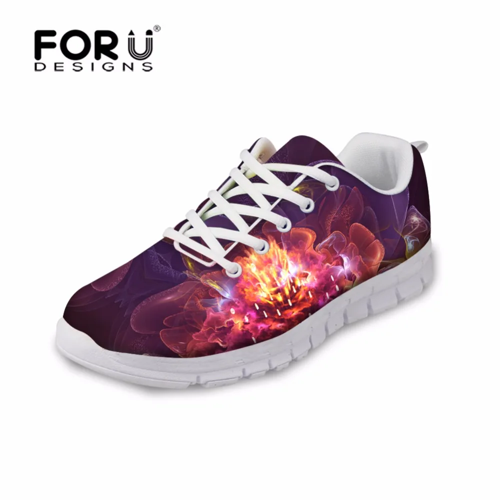 FORUDESIGNS/повседневная женская обувь с цветочным принтом дышащая на платформе для