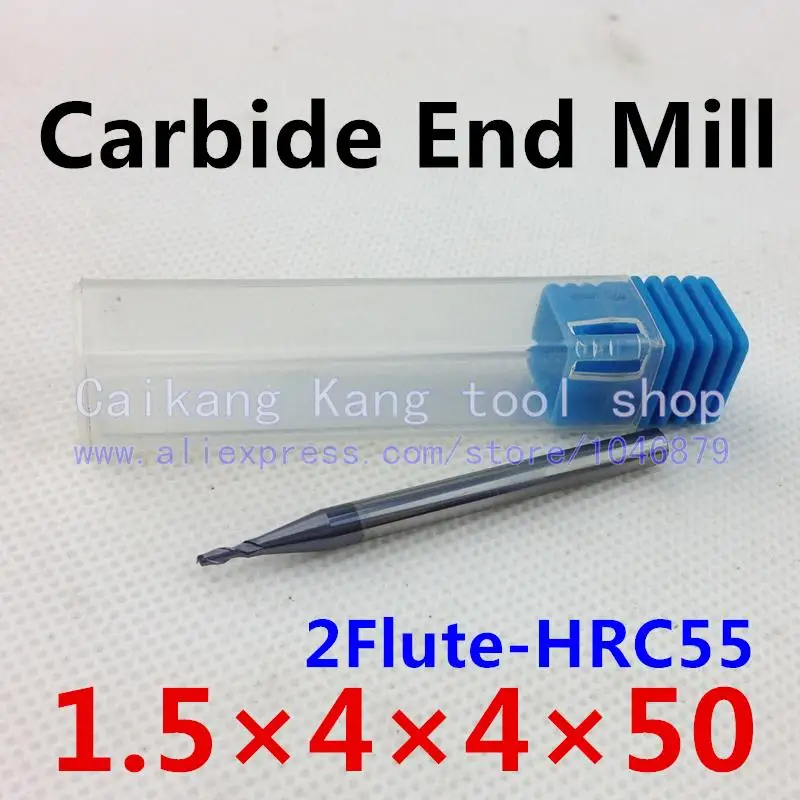 

New 2 Flute Head:1.5mm Tungsten steel cutter CNC milling Carbide End mills Highest cutting hardness: 55HRC 2F 1.5*4*4*50mm