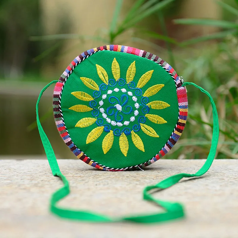2018 модная женская круглая Наплечная Сумка с вышивкой этнические сумки через