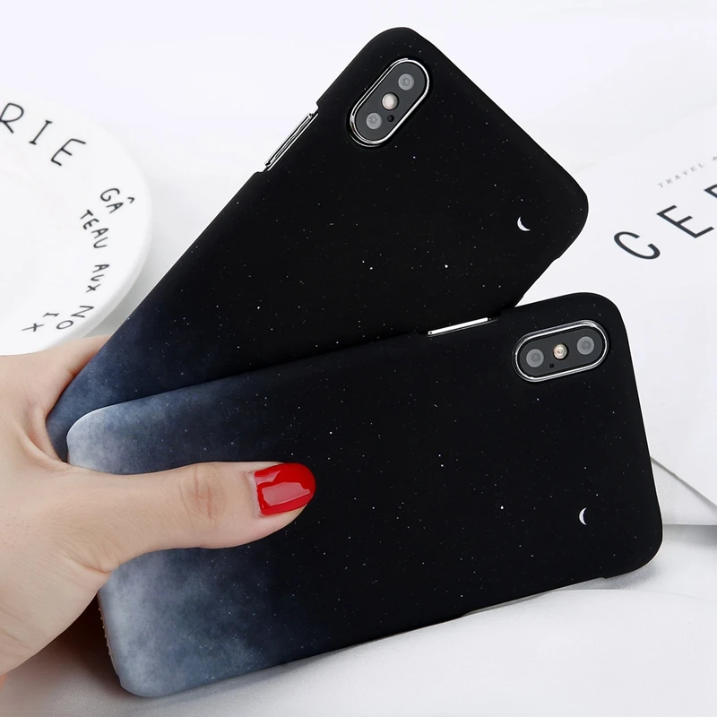Moskado жесткий пластиковый чехол для телефона для iPhone X 11Pro XR XS Max 8 7 6 6s Plus PC задняя крышка мультфильм звездное небо Луна Ультратонкий чехол