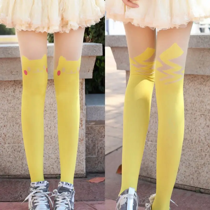Женская обувь с принтом в виде Пикачу колготки для осени и весны сексуальные