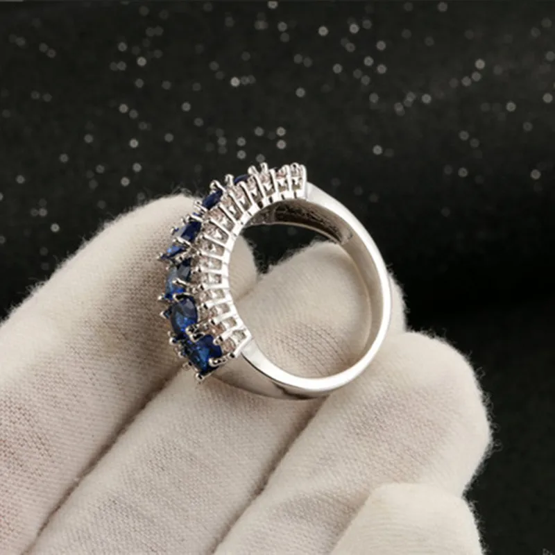 CC Электрический вездеход на ДУ кольца для женщин Cincin Wanita синий камень для невесты, для свадьбы, помолвки кольцо аксессуары Bijoux CC1169