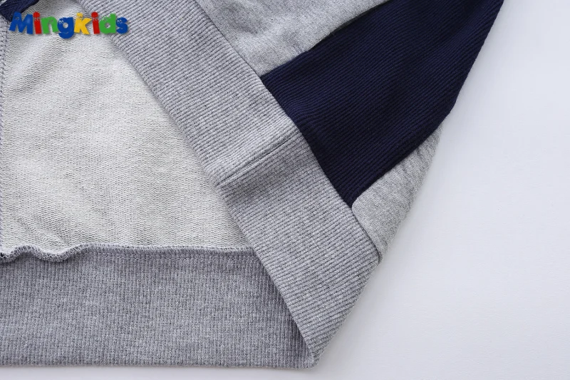 Mingkids Плотный хлопок добротная тонкая немаркая детская одежда спортивный костюм толстовка кофта худи мальчик спортивный костюм одежда