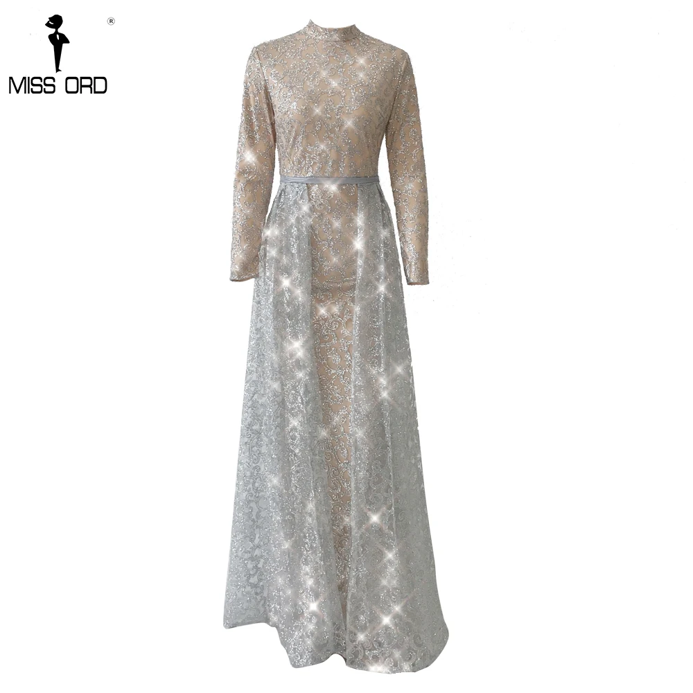 Missord 2019 Для женщин сексуальные с высоким воротом и длинными рукавами платья