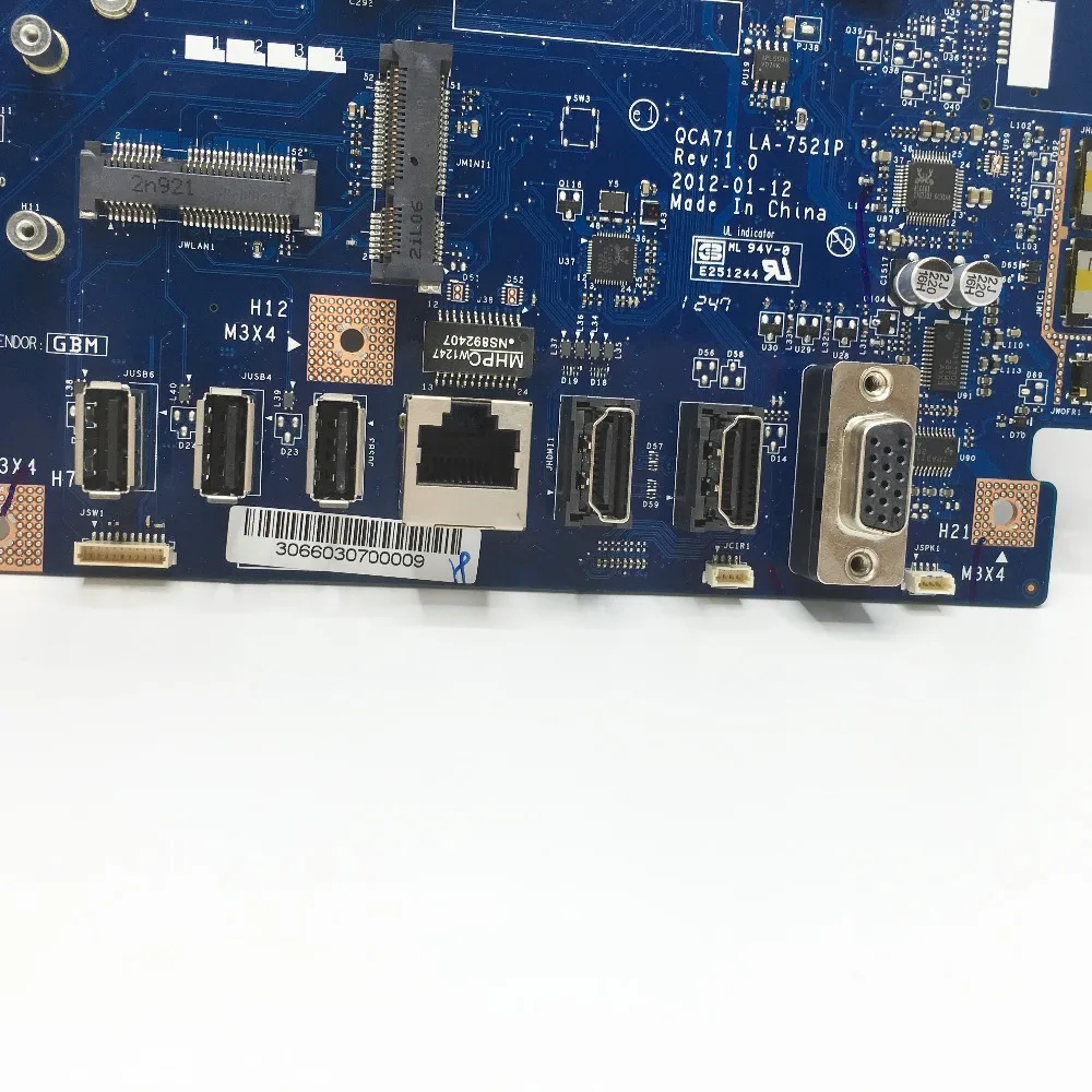 Материнская плата KEFU QCA71 LA-7521P REV:10 AIO для ASUS ET2411I ET2411 тестовая Встроенная |