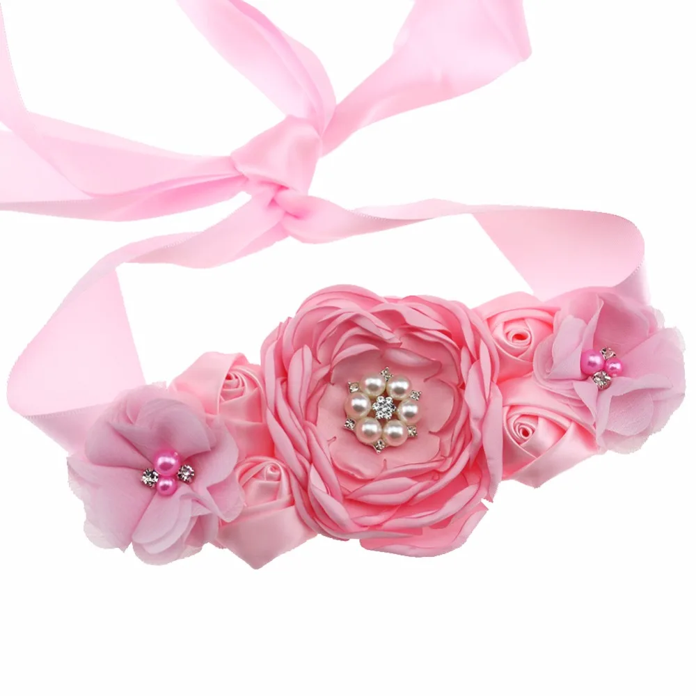 1 шт. атласное свадебное платье со стразами пояс с цветами для девушки беременных