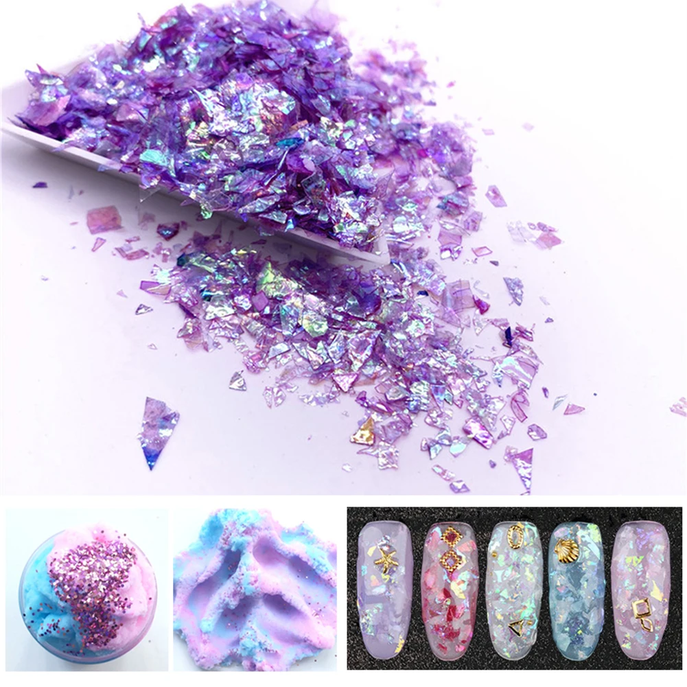 

20g Colorful shell Sugar broken pieces flashing flash debris material UV resin epoxy resin mold making jewelry filling for DIY