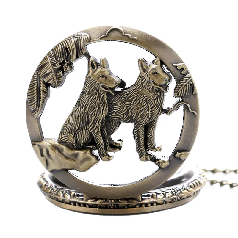 

Antique Retro Gundog Hound Pattern Bronze Quartz Pocket Watches Pendant Necklace Clock Men Women Men Women Chain with Gift Bag