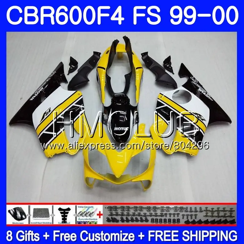 Корпус для HONDA CBR600F4 CBR600 F 4 RR F4 99 00 60HM.18 CBR 600F4 600 FS 1999 2000 обтекатель желтый
