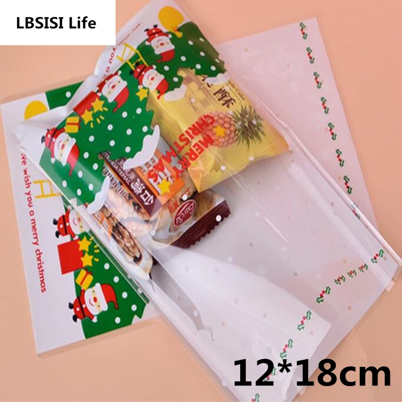 100 шт. пакеты для конфет с рождественской елкой размером 12х18 м вечерние еды