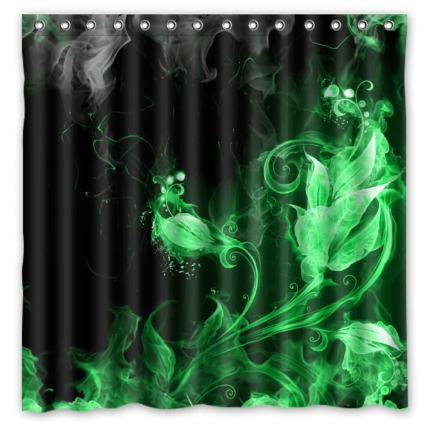 Зеленый Черный Дым Дизайн Полиэстера Занавески Для Душа 180x180 cm Водонепроницаемый