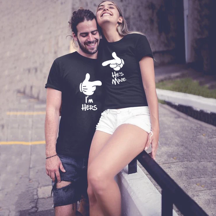 Футболка с надписью I'm ее He Is Mine|Футболки| |