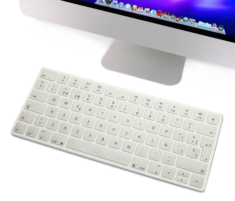 Metallic Silver HRH Slim ESP испанская клавиатура крышка силиконовая кожа для Apple Magic Беспроводная Bluetooth клавиатура MLA22LL/A(A1644, выпущена - Цвет: Metallic Silver