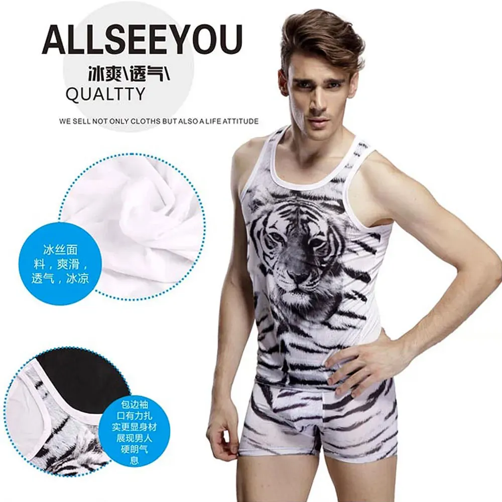 Майка для мужчин Одежда Мужской Хлопковый обтягивающий жилет без рукавов с