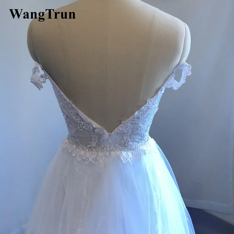 Boho Sexy Illusion Bodice Pearls Lace Appliqued Wedding Dress Backless A Line Beach Bridal Gowns robe mariage | Свадьбы и торжества