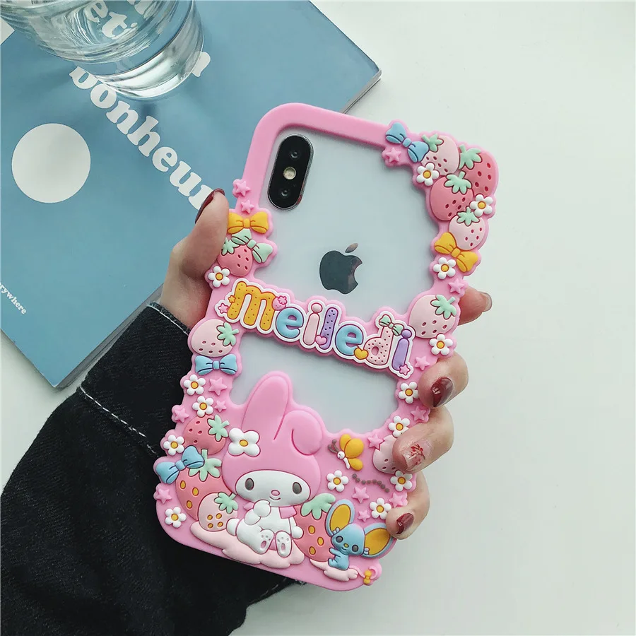 Чехол для телефона My Melody Frame для iPhone 6, 6s, 7, 8 Plus, X, XR, XS, Max, милый мультяшный чехол, мягкий силиконовый резиновый корпус, Fundas Coque