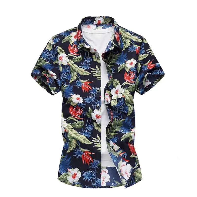 Мужские рубашки размера плюс 4XL 5XL 6XL 7XL, летняя мужская одежда с коротким рукавом, дизайнерские рубашки с цветочным принтом для отдыха, отдыха, пляжа, Гавайских рубашек - Цвет: 5301