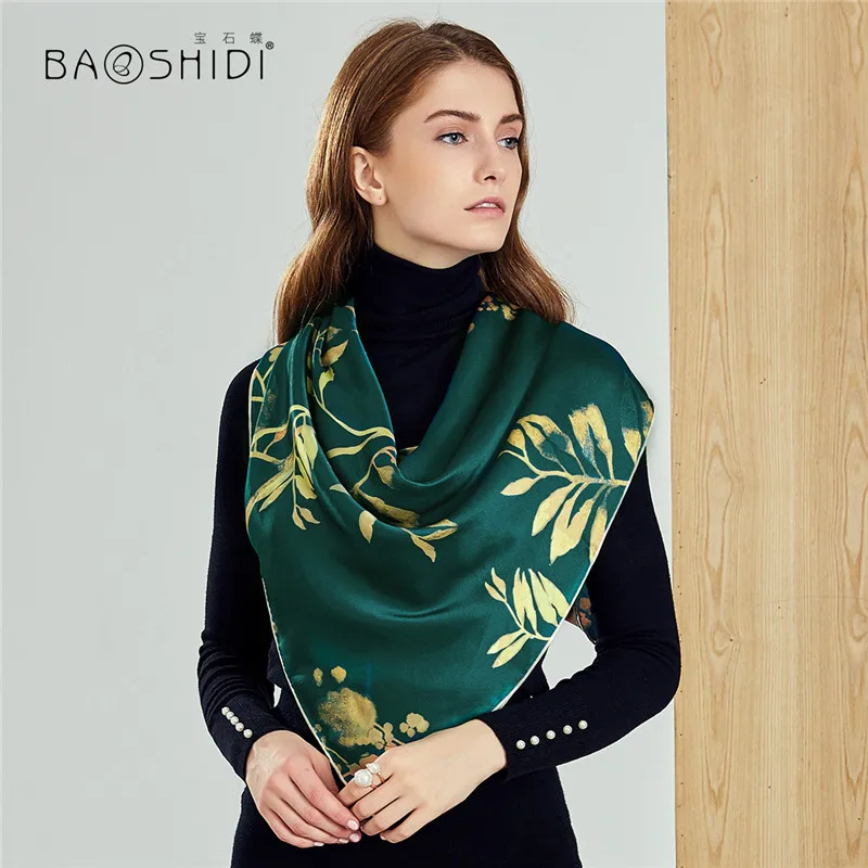[BAOSHIDI] Осень 16 момме шелковый шарф, бесконечность 106*106 шарфы женские, роскошный бренд леди шаль, мода чистый Шелковый шарф - Цвет: 1021170487