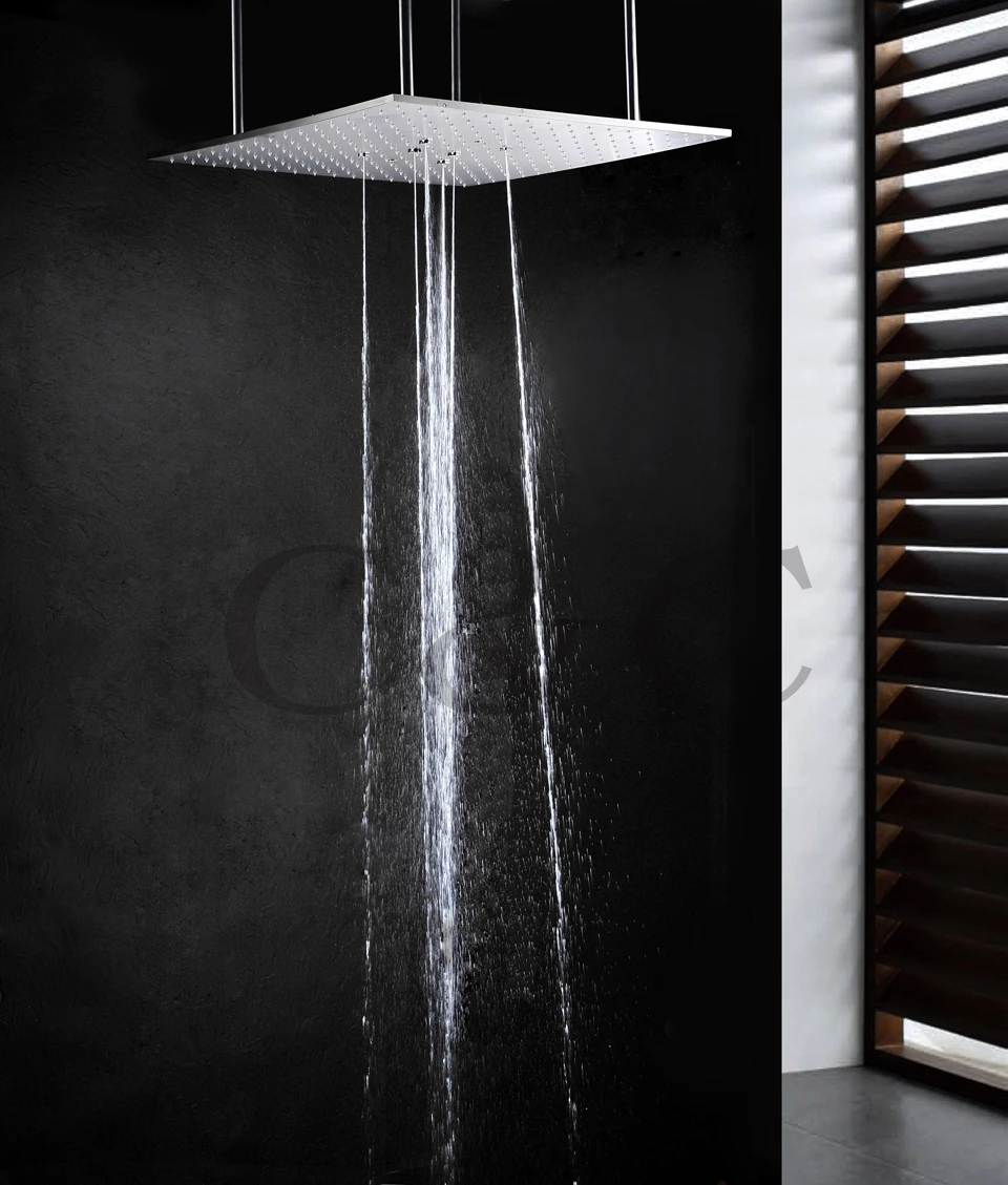 Temperature Sensitive 3 Colors LED Shower Head With Arms 20 Inch Ceiling Mounted Swash And Rainfall Top | Обустройство дома