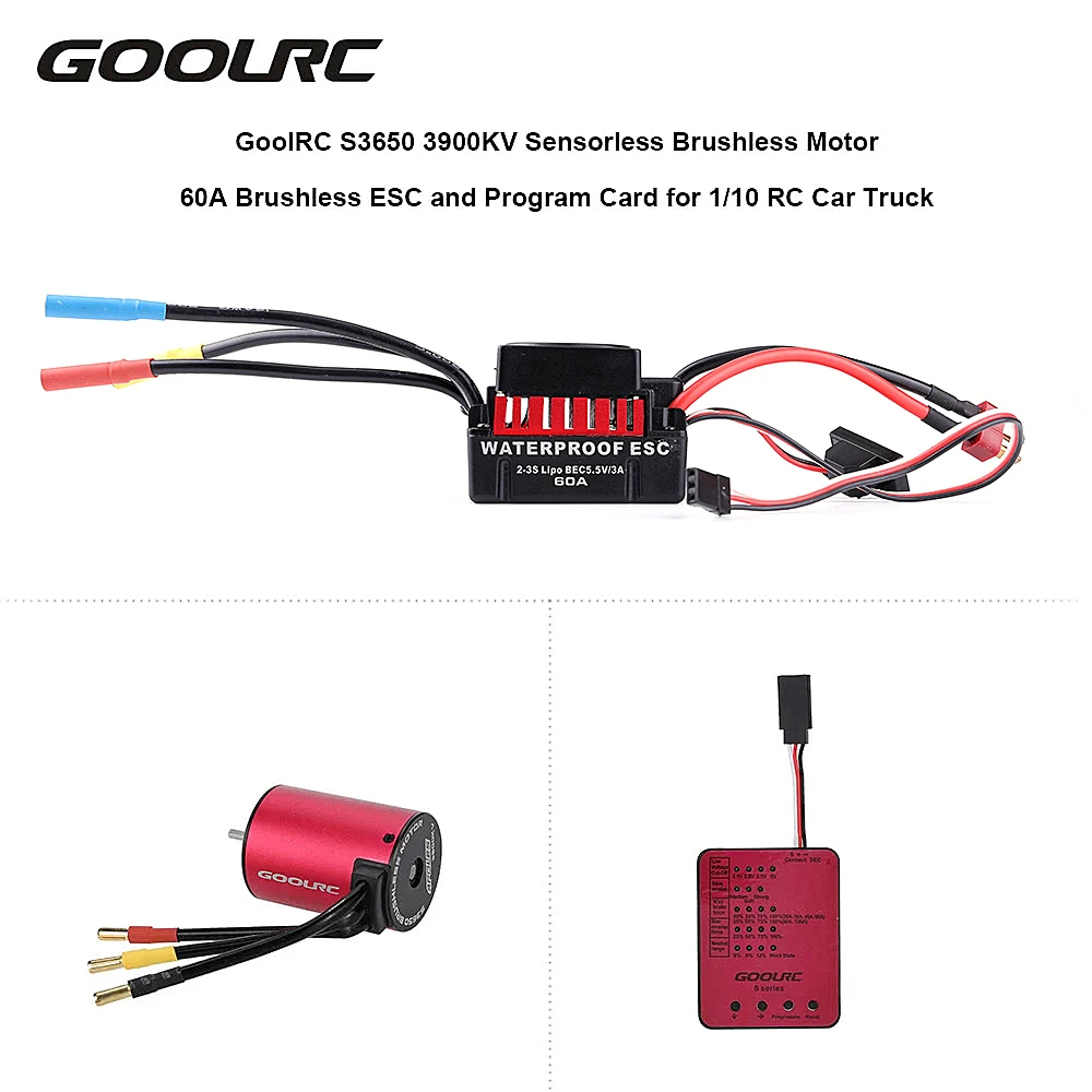 Оригинальный бесщеточный двигатель GoolRC S3650 3900KV 60A ESC и программная карта